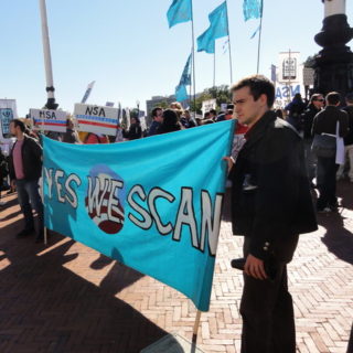 Protesters call for an end to NSA mass surveillance